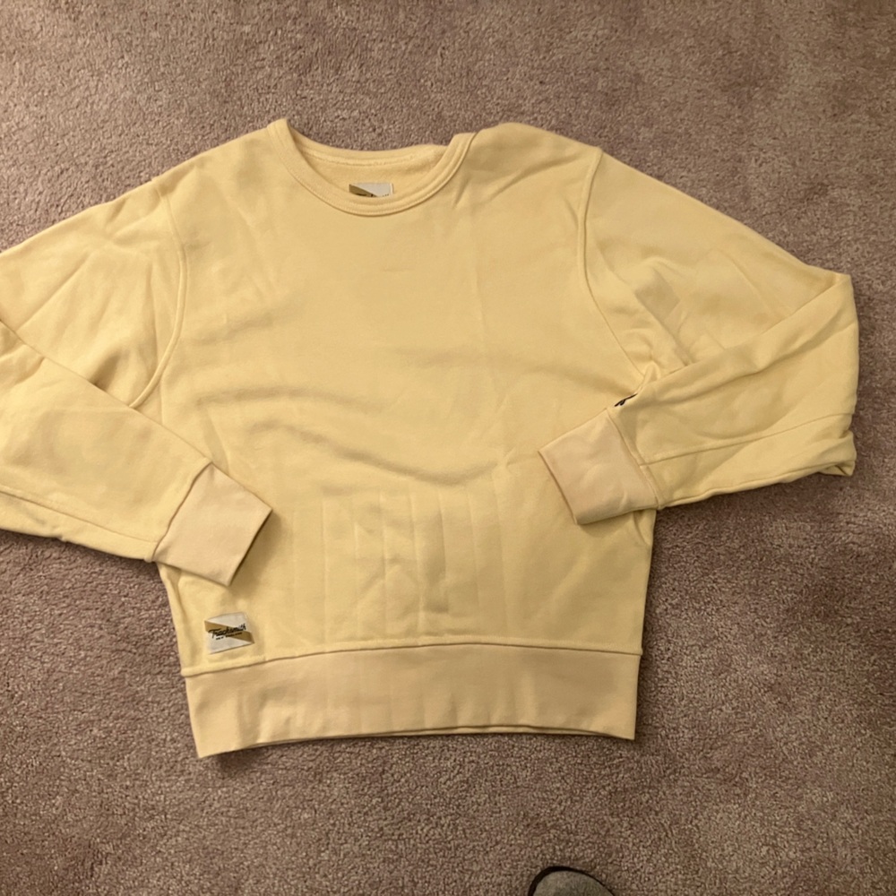 Yellow Tracksmith midweight crew sweatshirt